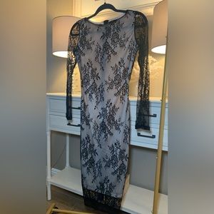 Elegant Black Lace Pencil Dress Size Medium